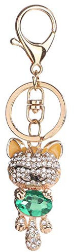 Bobury Beau Chat Strass Porte-clés Porte-clefs Filles Sac Pendentif en Cristal Bijoux Cadeaux Porte-Clés