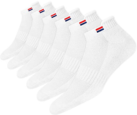NAVYSPORT Chaussettes de Sport Basses Homme 43-46 Coton Coussin Coussin - Lot de 6 Paires Chaussettes Courtes Femme (EU 43 46, Blanc)