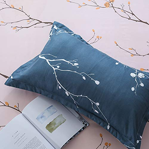 Boqingzhu 2er Pack Kissenbezug 40x80cm Blumen Blau Rosa Hochwertig Wende Kopfkissenbezug 100% Microfaser