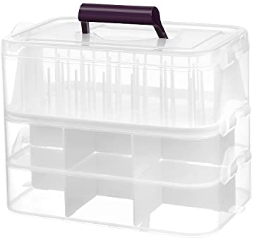 Baby Snap Zubehörbox 3-stöckige Aufbewahrungsbox sortierbox mit Deckel & Tragegriff passend für Nähzubehör und Nähsets