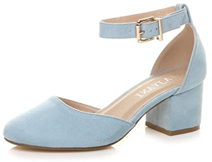 AJVANI Low mid Block Heel Ankle Strap Court Shoes Sandals Size 4 37