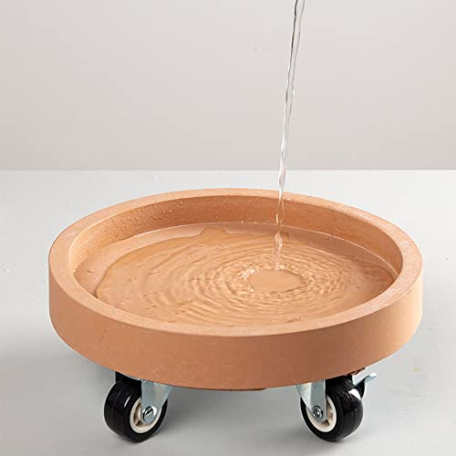 XSSS-ZC Bandeja móvil Redonda de cerámica en Polvo, Bandeja móvil para macetas de Cemento de imitación, cojín Universal con Base de Rueda Que recibe Agua,Round Shape,ID 50CM