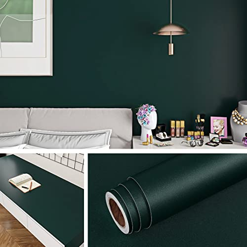 Livelynine 40CMx10M Tapete Grün Uni Klebe Tapete Selbstklebend Badezimmer Wasserfest Wohnzimmer Folie für Küchenschränke Küchenfolie Selbstklebend Schränke Schlafzimmer PVC Vinyl Folie für Fensterbank