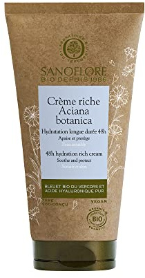 Sanoflore Crème Riche Aciana Botanica - Crème Hydratante Visage Riche Certifiée Bio - Hydratation 48H - Acide Hyaluronique Naturel - 50 ml