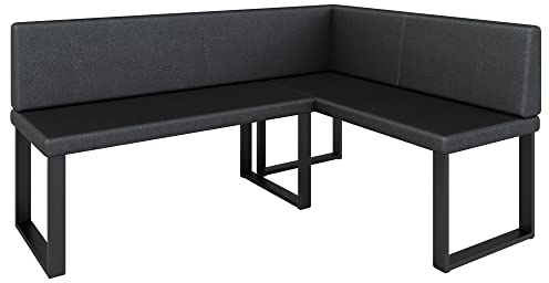 Eckbank Akiko Metal - Eckbankgruppe für Ihrem Esszimmer, Küche modern, Sitzecke, Essecke. Perfekt für Küche, Büro und Rezeption. Solide und Starke Verarbeitung. (Soft 11, 196x142cm rechts)