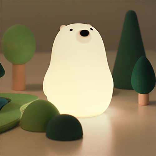 CUTTOW Bär Nachtlicht, weiches Tier Silikon Nachtlicht für Kinderzimmer Schlafzimmer, tragbare USB wiederaufladbare Lampe, Kawaii Zimmer Dekor, niedliche Geschenke für Kleinkind Kleinkind Kinder