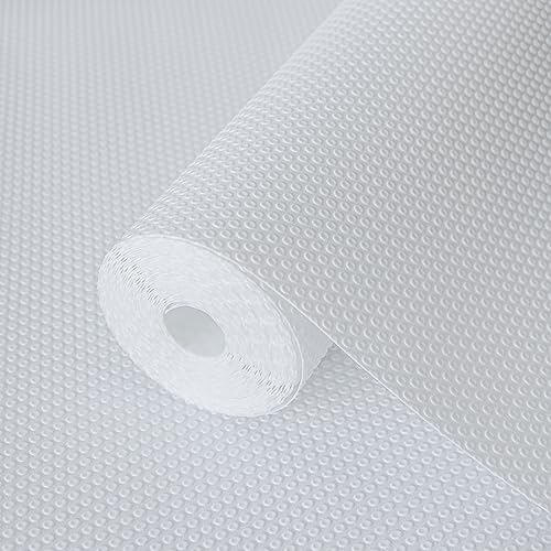 Hersvin Schubladenmatte 40cmx450cm Schubladeneinlage Eva Schrankpapier Nicht Klebende Wasserfest Unterlage Teppich für Küchenschränke Regalschrank (Weiß Punkt)
