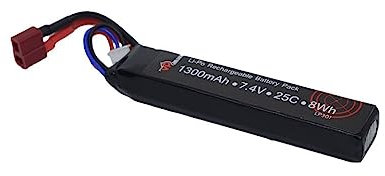Airsoft 7.4V 1300mAh 25C LiPo stick battery with case LP301D Vapextech Deans