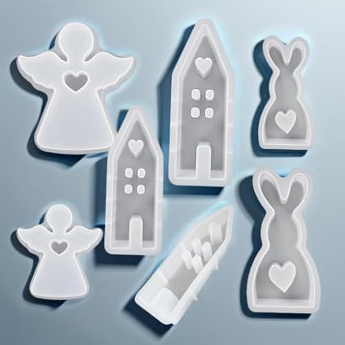Silikonformen Gießformen Ostern, 7 Stück Silikonform Gießformen, Hasenform für Ostern, Ostern Hase Backform, 3D Kaninchen Gießform Ostern für DIY Handwerk, Ostern Dekoration