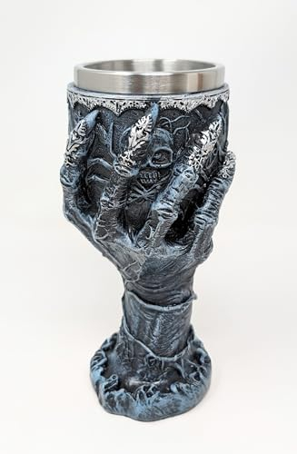 Hell Grip Goblet - Gothic Skeleton Hand Design, 250ml Stainless Steel Inner Liner - Perfect for Halloween, Fantasy Decor, or Gothic Collectibles