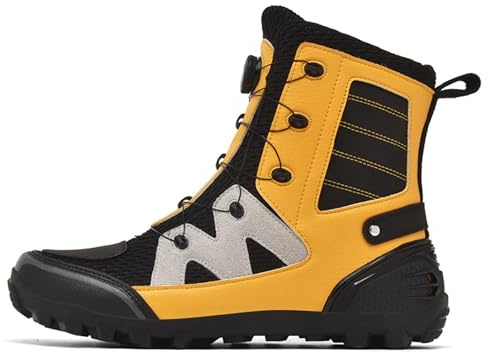 DJFOG Herren-Motorradstiefel, Bequeme, atmungsaktive Dirt-Bike-Stiefel, Motocross-Stiefel, rutschfeste Gummisohle, schützende Motorradschuhe,Gelb,44
