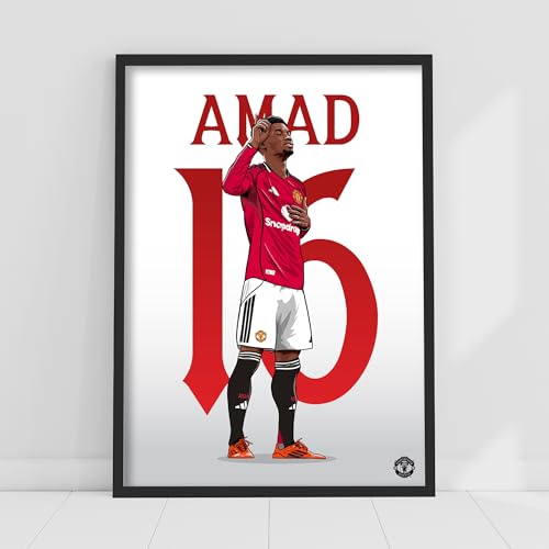 Themed Manchester United FC Druck – Amad Illustration Poster Fußball Wandkunst (21 cm x 29,7 cm – A4)