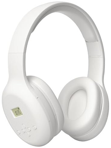 Radio Headphones Portable Stereo fm Radio with Best Reception,Foldable fm Headset Radio Receiver for Meeting, Daily Works, Hiking, Jogging (White)