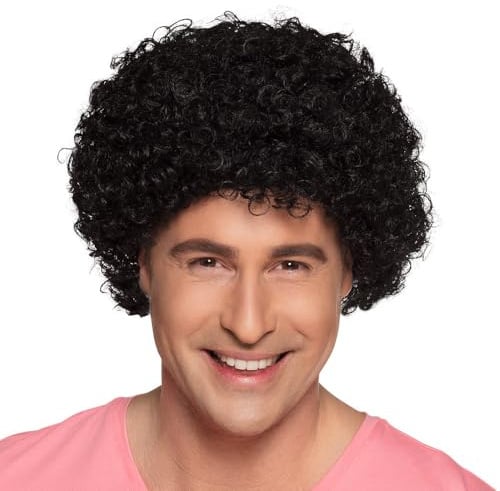 Boland 85928 - Schwarze Perücke mit Locken, Lockenperücke für Kostüme, Kunsthaare für Karneval und Mottoparty