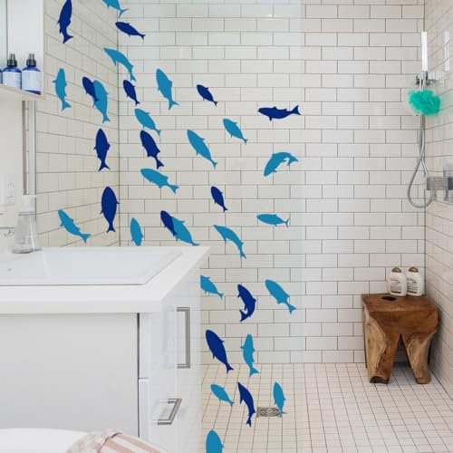 Adesivi Murali Pesce Blu Scritte per Pareti,Adesivi Murali Bambini,Da Parete Camera Da Letto Soggiorno Removibili Decorazione,Wall Sticker