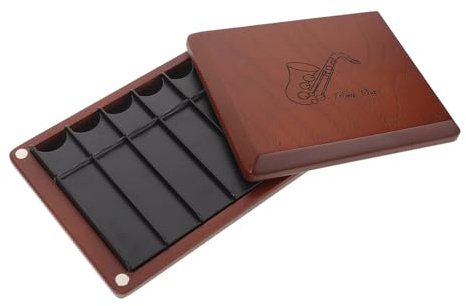 Holz Rohrblattetui Braun Doppelseitig für Saxophon und Klarinette | Fassungsvermögen bis 10 Stück, Wasserfest und Kratzfest, Leichtes Design, für Probe und Auftritt