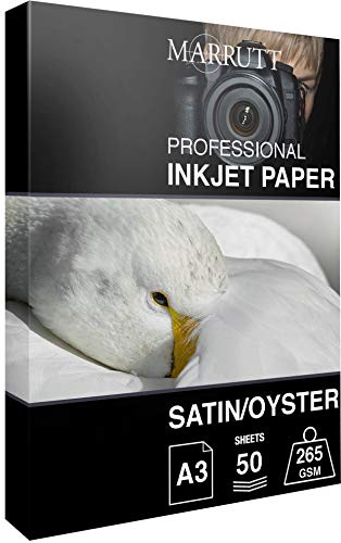 Marrutt 265gsm Pro Photo Satin/Oyster Inkjet Paper: A3-50 Sheets