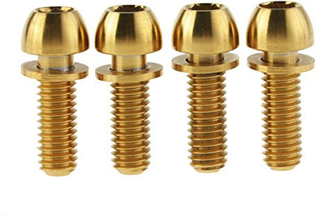 Yaruijia Titanium Bolt M6x18mm M6x20mm Round Head Allen Screw With Washer for Bicycle Disc Brake Caliper Pack of 4 (Gold, M6x18mm)