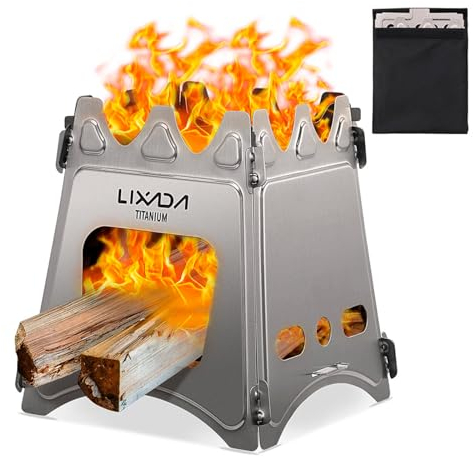 Lixada Titan-Holzofen, ultraleicht, Rucksackreisen, tragbarer faltbarer Campingkocher, kompakt, langlebig, Holzofen für Outdoor-Kochen, Wandern, Camping, Picknick, BBQ und Bushcraft Survival