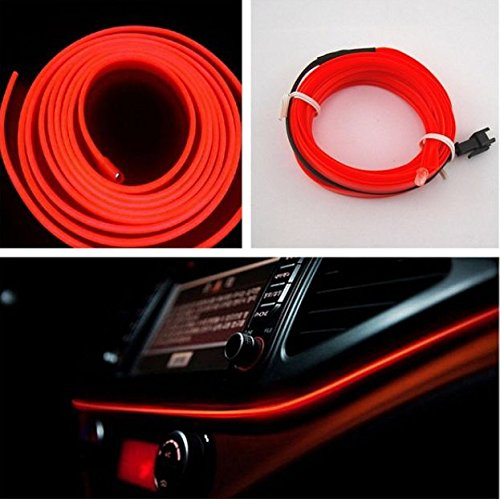 1x ROT/RED (3 Meter) AMBIENTEBELEUCHTUNG + 12V + 1x Zigarettenanzünder. Licht Leiste Strip Band Beleuchtung Innenraumbeleuchtung