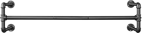 SONGMICS Wandgarderobe, Kleiderstange, Röhrenimitat, Industriestil, 112 x 30 x 29,3 cm, 60 kg Traglast, einfache Montage, für kleine Räume, Schwarz HSR64BK