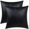 Brawarm Kissenbezüge aus Kunstleder, Leder-Kissenbezüge, einfarbig, für Couch, Bett, Sofa, Garten, Zuhause, dekorativ, Schwarz, 55,9 x 55,9 cm, 2 Stück