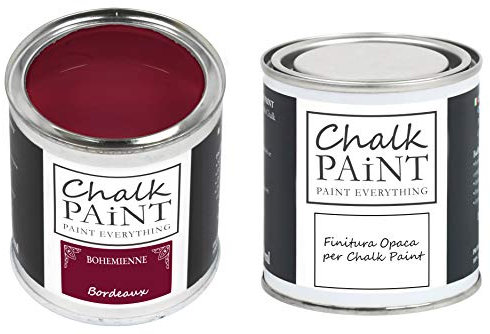 CHALK PAINT EVERYTHING Bordeaux & FINITURA - Kit Pronto Vernicia e Proteggi (250 ml + 250 ml)