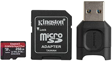Kingston MLPMR2/256GB microSD Karten (256GB microSDXC React Plus SDCR2 Mit SD Adapter + MLPM Kartenlesegeräte)