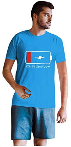 Yowablo Männer Paare Liebhaber Valentinstag Kurzarm Liebesbrief Druck T-Shirts (3XL,2Herren-Blau)