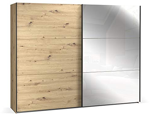 moebel-eins TEMMY Schwebetürenschrank, Material Spanplatte, Artisan Eiche Nachbildung