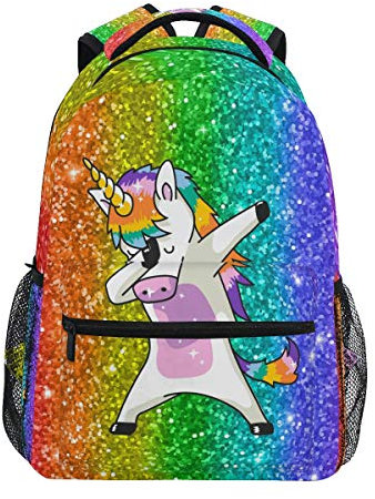 HaJie Rucksack Regenbogen Einhorn Dab Swag Reise Daypack Große Kapazität Rucksack Casual Schule Buch Tasche Schultergurte Computer Laptop Tasche für Damen Herren Teenager Mädchen Jungen