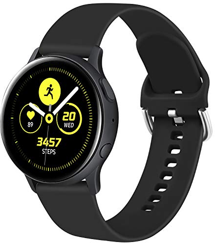 ZGCE Armband Kompatibel mit Samsung Galaxy Watch Active/Active2 40mm/44mm Armband, 20mm Weiche Silikon Ersatz Uhrenarmband für Samsung Galaxy Watch 42mm / Galaxy Watch 3 41mm (S,Schwarz)