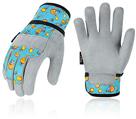 Vgo... 1 Paar Gartenarbeiterhandschuhe für Kinder im Alter von 3-9 Jahren, Kinderarbeitshandschuhe, weiche Sicherheitshandschuhe für das Spielen im Freien(KID-MF3561)