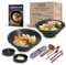 Ramen Bowl Set of 2, 1800ml Japanese Ceramic Noodle Bowl with Chopsticks, Spoons, Forks&Sauce Dishes, Large Deep Ramen Kit for Soup, Pho, Udon, Pasta, Curry, Cereal, Fruits&Salad, Housewarming Gift