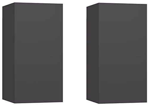 vidaXL 2X TV Schrank Hängeschrank Wohnwand Anbauwand Fernsehwand TV-Wand Wandschrank Wohnzimmer Grau 30,5x30x60cm Holzwerkstoff