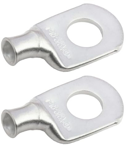 SELTERM 8 AWG 3/8 Stud (Wide Pad)(2 pcs) UL Marine Grade Battery Terminal Connectors Tinned Copper Battery Cable Lugs 8 Gauge Wire Connectors Electrical Battery Cable Ends Ring Terminals Lugs