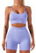 HANERDUN Damen Sportanzüge 2 Stücke Nahtlose Outfit Traingsanzug Jogginganzug Tiefem V und Leggings Bekleidungssets Yoga Outfit Freizeitanzug Sportswear