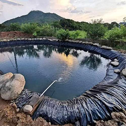 PLOEA 0.4mm Fischteichfolie, Gardens Pools HDPE-Membran Freundlich zu Fischen und Pflanzen Verstärkte Landschaftsgestaltung Teichfolie aus Gummi, Schwarz Color : 0.4mm, Size : 10x10m(32.8x32.8ft)