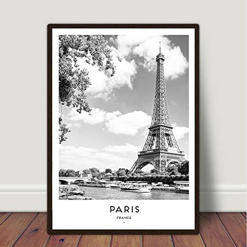 SDVIB Eiffelturm Poster Drucke Schwarz Weiß Paris Reise Vintage Wandkunst Leinwand Gemälde Mode Für Moderne Wohnkultur19.6 x 27.5(50x70cm) Kein Rahmen
