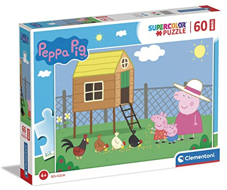 Clementoni - 26590 - Supercolor Puzzle - Peppa Pig - 60 Maxi Pieces, Jigsaw Puzzle For Kids Age 4, Puzzle Cartoon, Made In Italy
