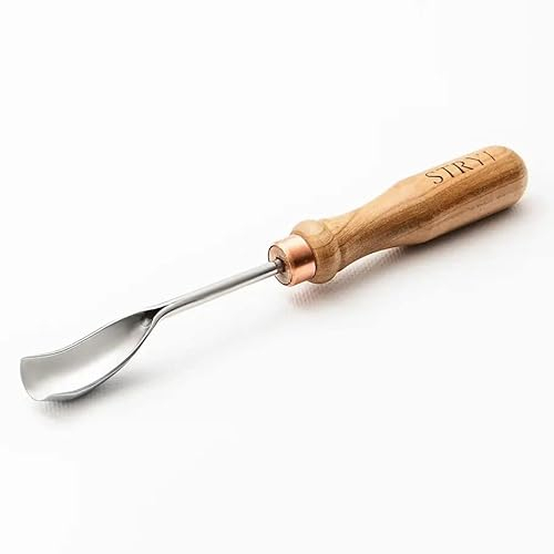 Stryi Short Bent Gouge 0.8 Inch, Short Bent Chisel, Spoon Carving Tool, Professional Wood Carving Tools, Hardened Carbon Steel BG9920