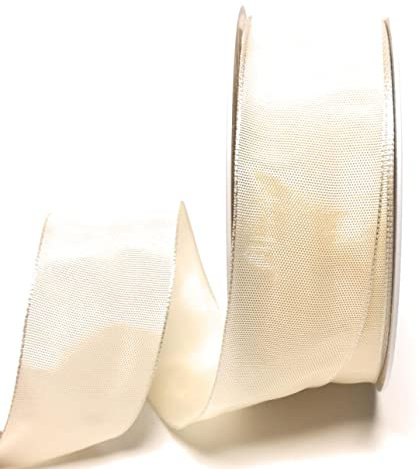 s.dekoda Schleifenband 25m x 40mm Creme - Beige Drahtband Geschenkband Dekoband [2120]