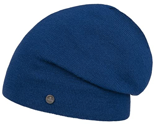 LIERYS Fine Merino Long Beanie Strickmütze Herren Damen Kinder Made in Germany Herbst Winter Royalblau One Size