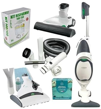 Aspirapolvere Folletto VK 150 Scopa Elettrica + Battitappeto EB370 + Pulilava SP530 + Kit Tubo Bianco