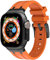VeveXiao Bracelet robuste de luxe compatible avec Apple Watch Ultra Band 49mm 45mm 44mm 42mm, bracelet de rechange étanche en silicone pour iWatch Series 8 7 6 5 4 3 2 1 SE, Noir orange