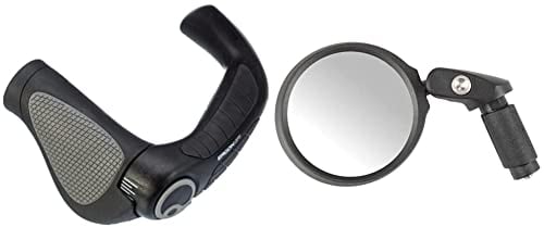 Ergon – GP5 Fahrradgriff | Ergonomisch mit extra-langem Bar-End | Trekking, Touring | Small | Schwarz/Grau & M-Wave Spy Space In 3D Fahrradspiegel, Entspiegeltes Und Schlagfestes Echtglas, schwarz