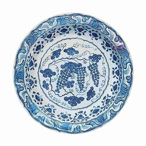 Ashomlean - Blue Grapes Tin Plate Painted Tin Enamel Plate - Picnic or Camping