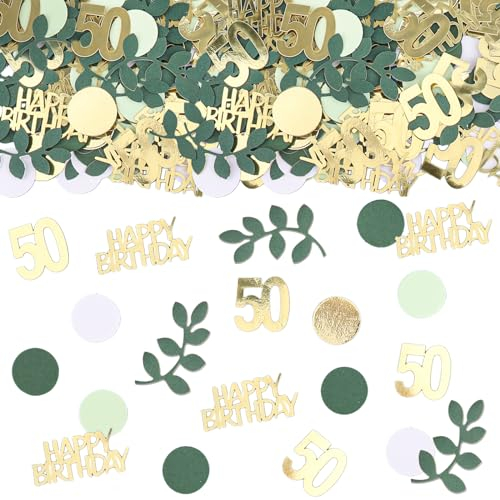 GoldRock Konfetti 50 Geburtstag Deko Grün,200 Stück Tischdeko 50 Geburtstag Frauen Männer,50er Streudeko Geburtstage,50. Geburtstage Deko Confetti,Deko 50 Geburtstags Mann Frau,50 Jahre Dekoration