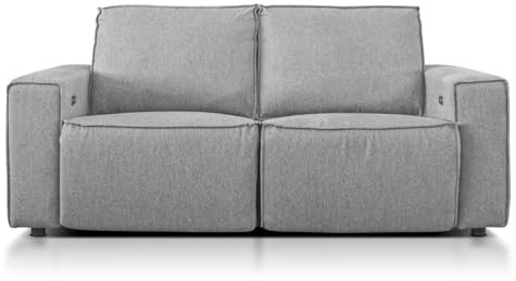 EVERGREENWEB - Divano Relax Elettrico 2 posti Separati Reclinabile con Pulsanti Divano Letto Matrimoniale tipo Doppia Poltrona Motorizzata con Sedute Indipendenti Tessuto Imbottito Color Grigio Chiaro