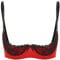FEESHOW Womens Contrast Lingerie Underwear Spaghetti Straps Underwire Half Cup Push Up Balconette Red XXL